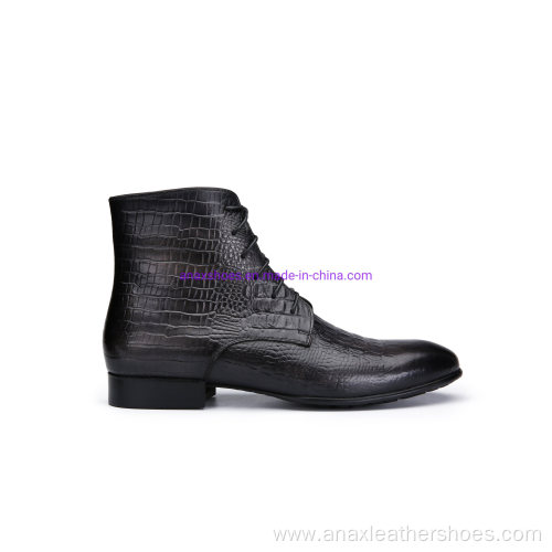 Men′ S Lace-up Embossing Leather Business Boots